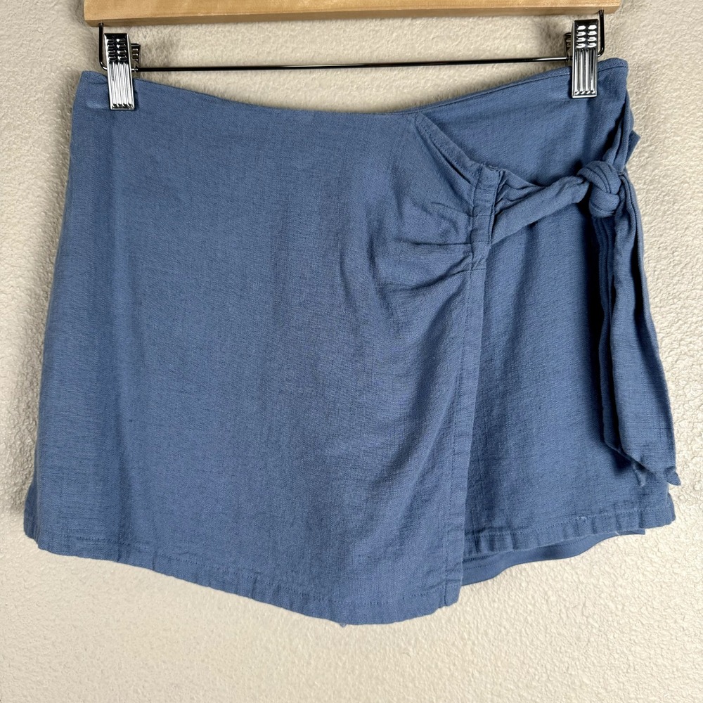 Pink Lily Skort Girls Medium Blue Chambray Linen Blend Back Zipper Casual Summer